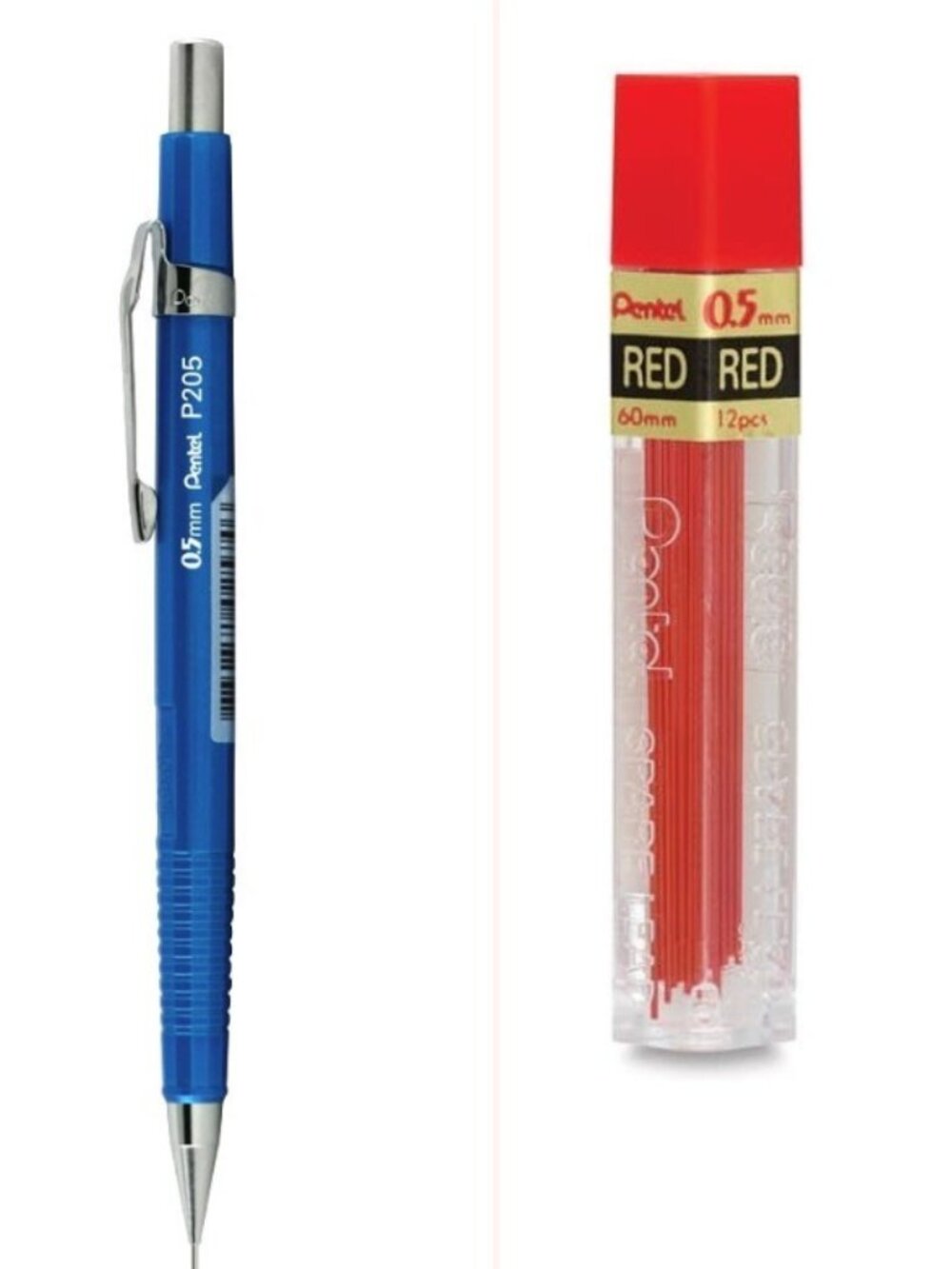 Pentel Sharp Drafting Pencil 0.5mm Metallic Blue Barrel w/12 pcs Red-lead Office